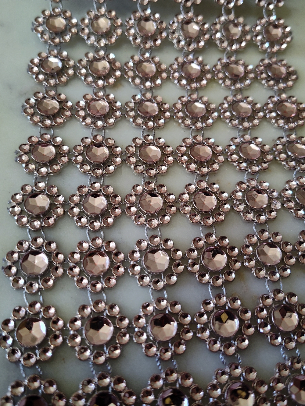 Rose Gold Rhinestone Mesh Trim 4" Wide by 8 Yards Crystal Bridal Craft Decor - Picture 3 of 6